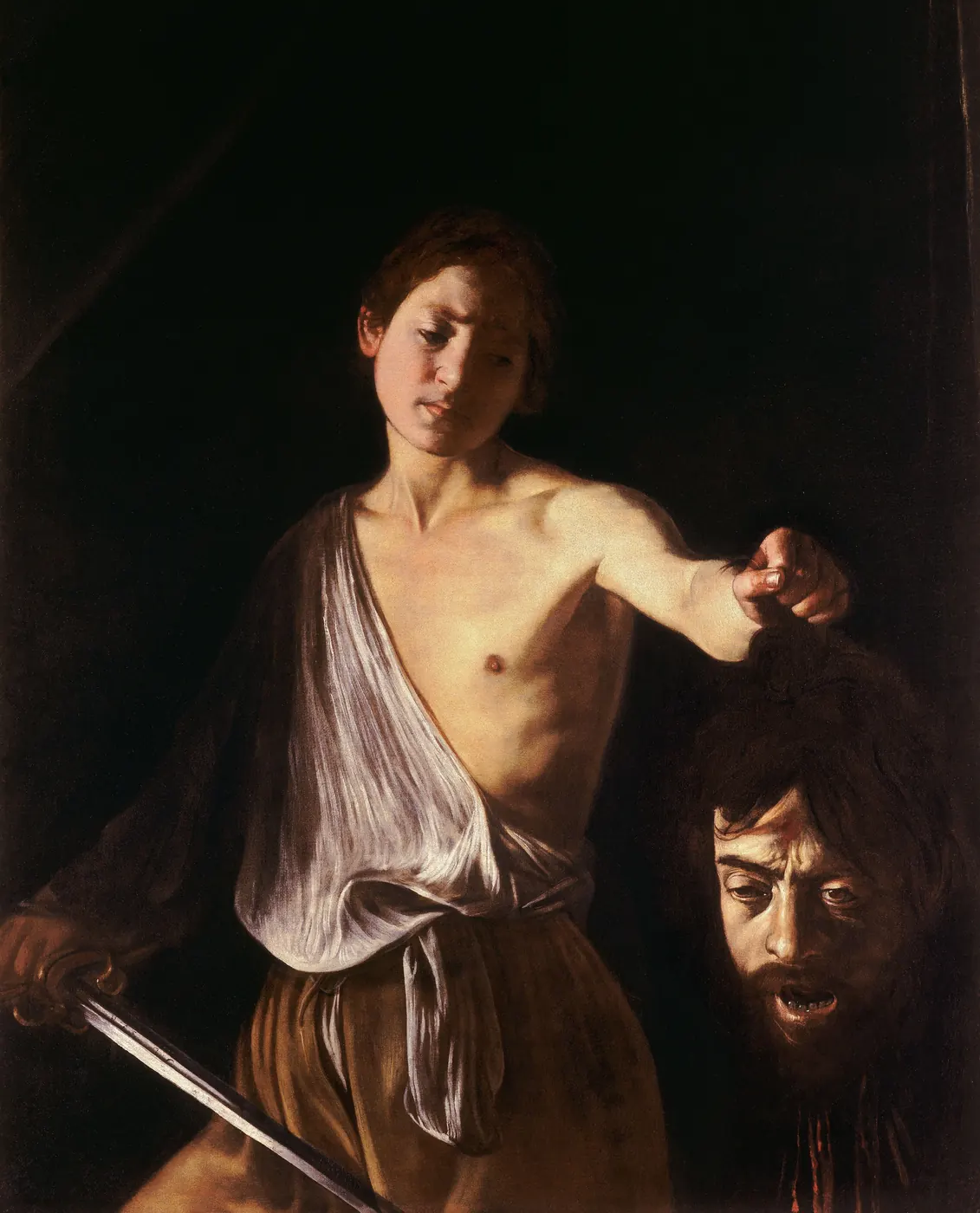 David com a cabeça de Golias, de Caravaggio, na Galleria Borghese.