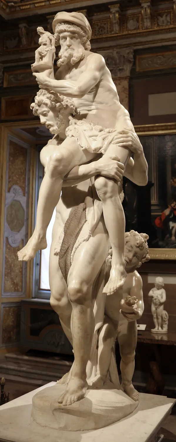 La escultura Eneas, Anquises y Ascanio, de Bernini, en su sala de la Galleria Borghese, en Roma.